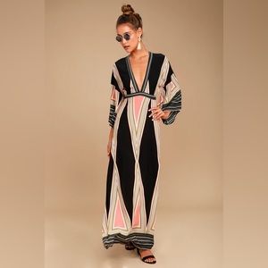 Lulus Monticeto Black Print Maxi Dress